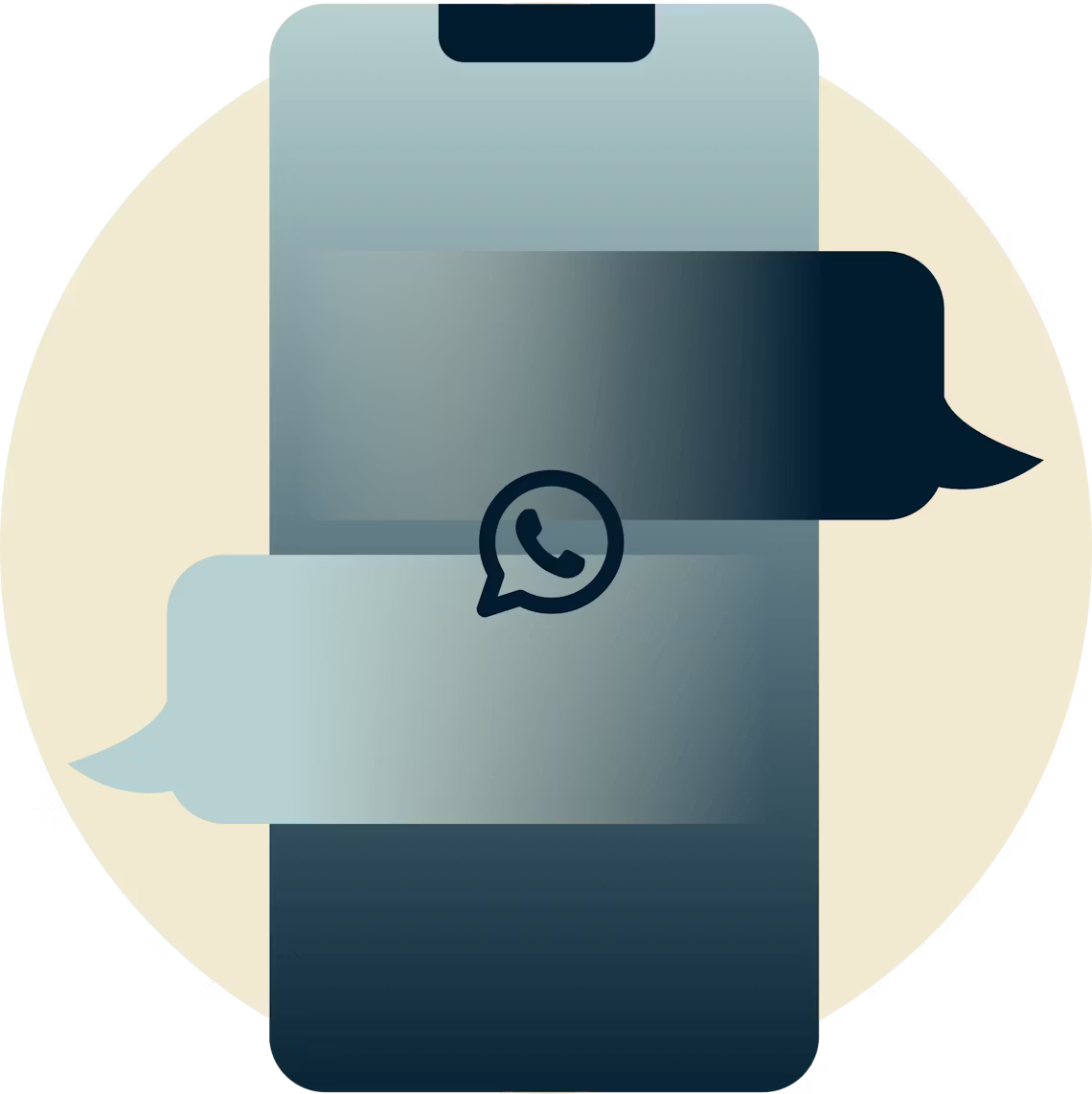 Bir telefonda sohbet kabarcıkları &uuml;zerinde WhatsApp simgesi.